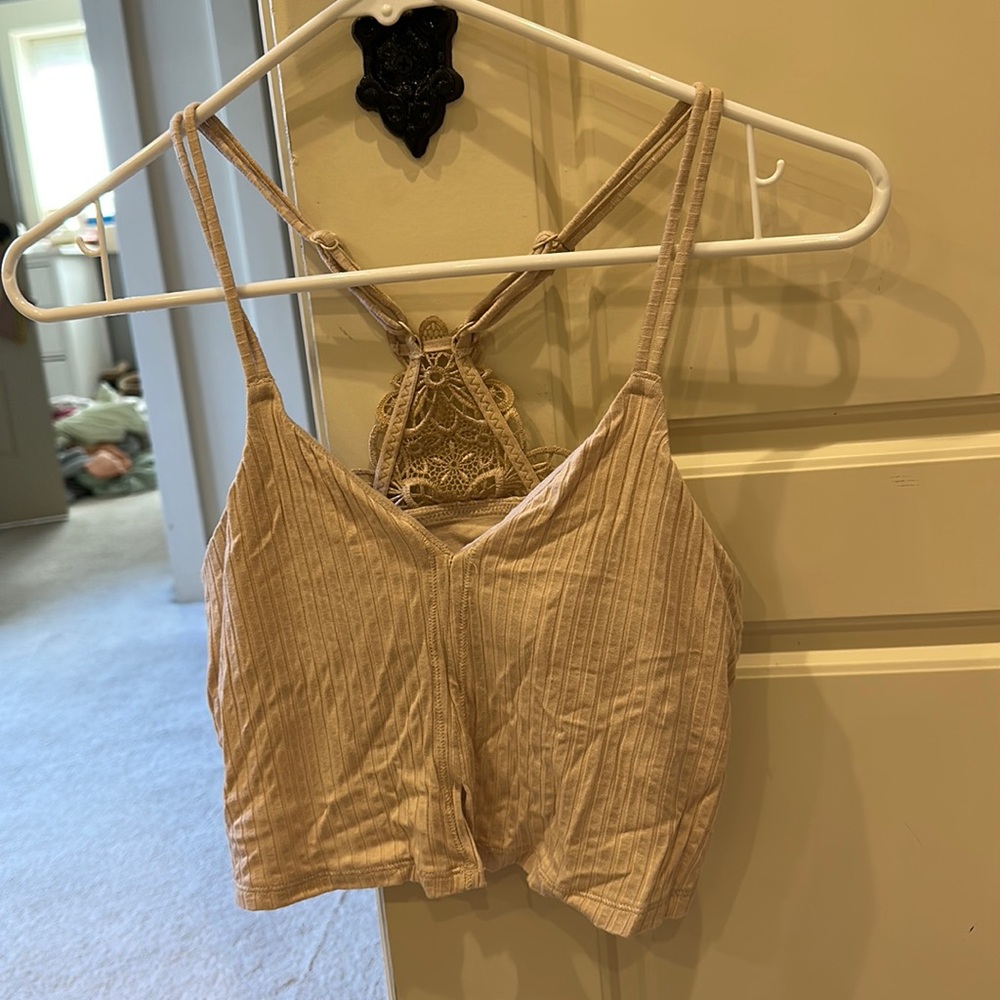 aerie light pink bralette, lace back